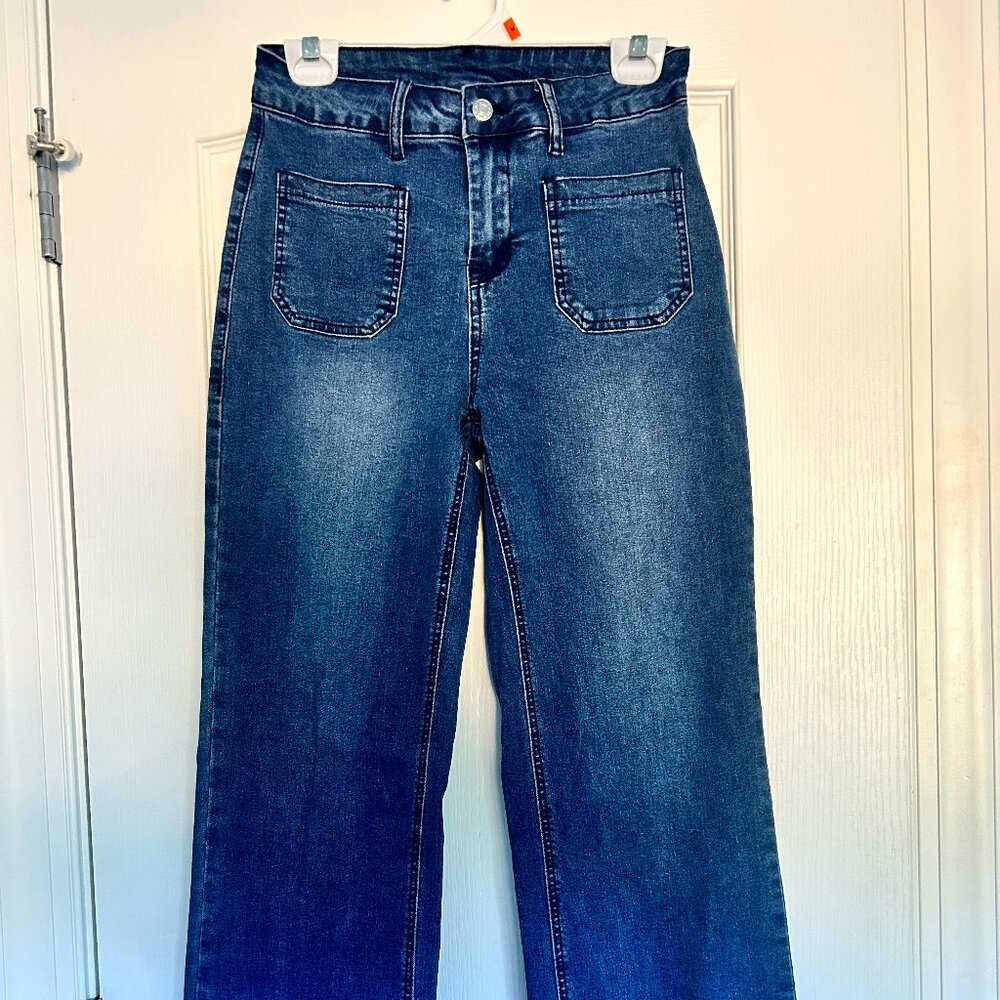 Astylish Women's High Waisted Wide Leg Sailor Jeans